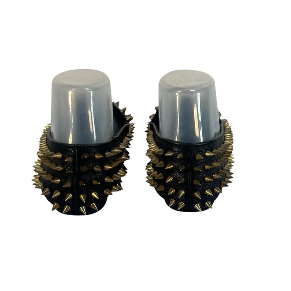 Unif Hellraisers women's brass spiked fine leather loafers size 6 black - Picture 6 of 8
